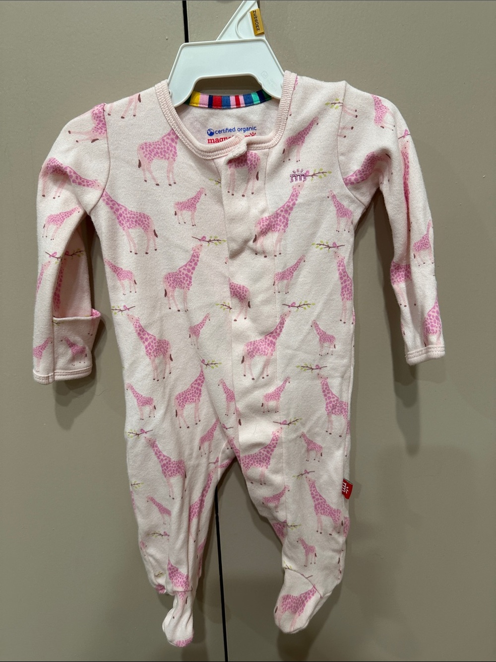 Magnetic Me Pink Giraffe Footed One-Piece